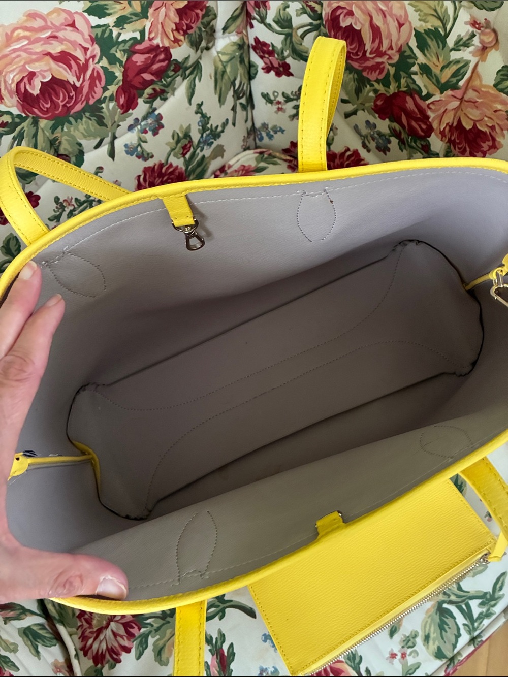 kate spade Cream Canvas Tote with Yellow Trim and Wristlet - Picture 4 of 11